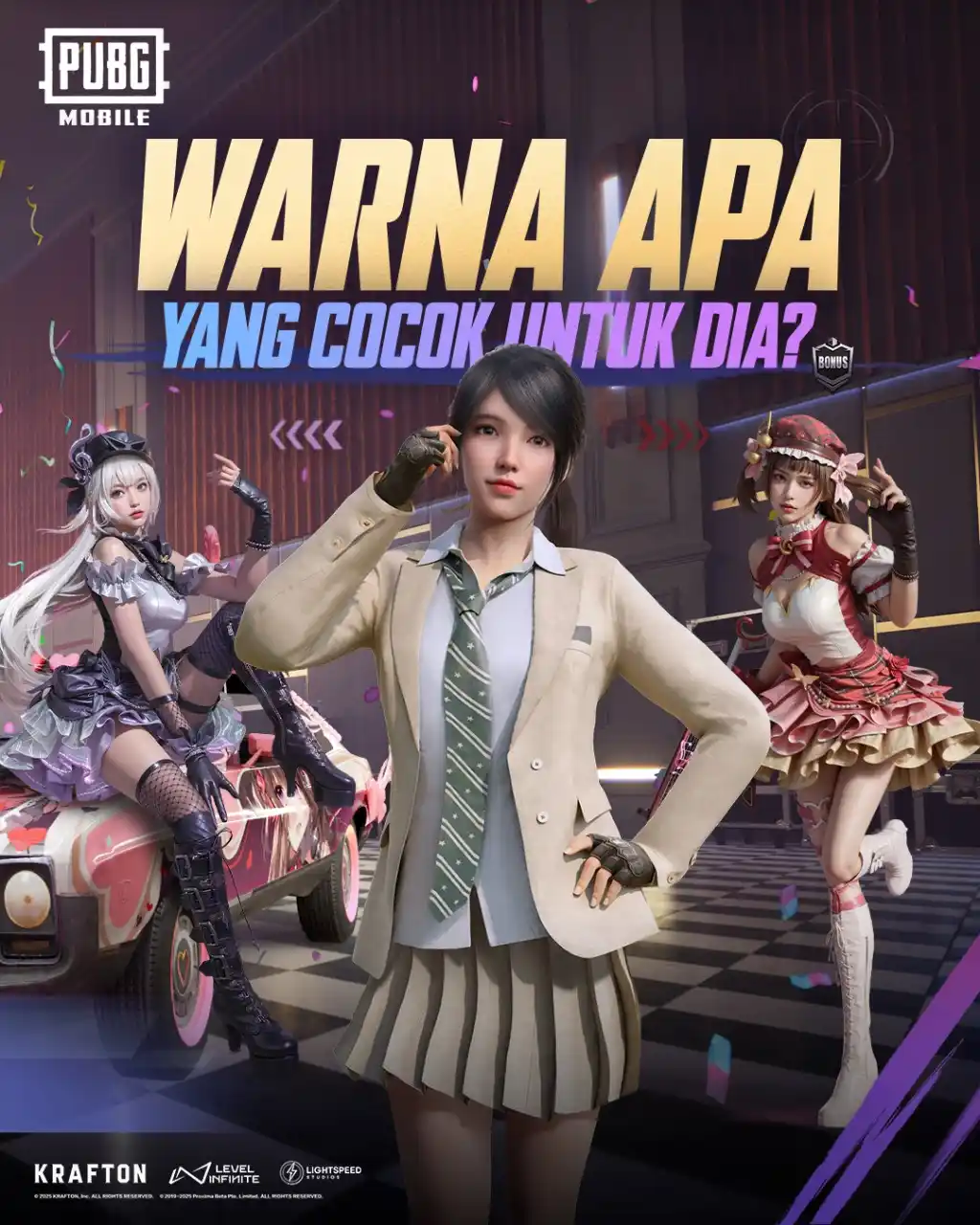 Image from PUBG MOBILE Indonesia: Bantu minji pilih dong! Push rank hari ini, pakai warna apa ya?🤔 Kamu...
