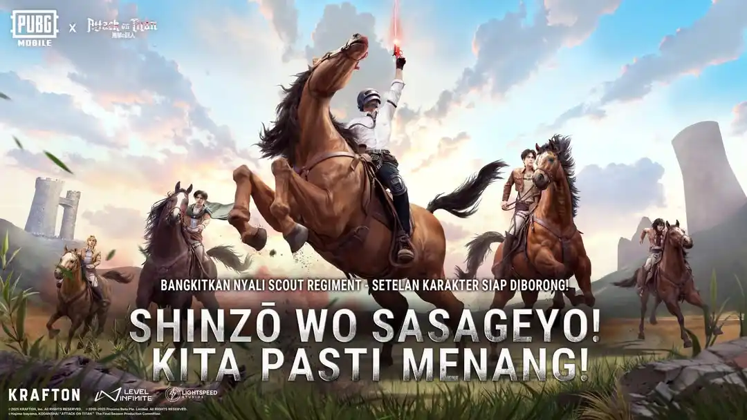 Image from PUBG MOBILE Indonesia: Bergergaslah menuju kemenangan!🏇 Eren Yeager, Levi, Mikasa Ackermann,...