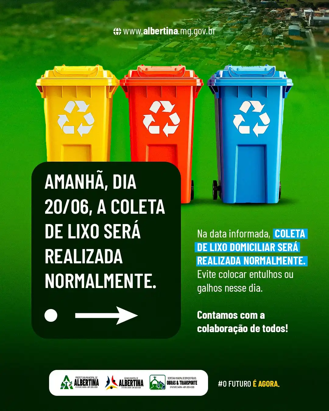 Image from Prefeitura De Albertina/MG: Coleta de Lixo no Recesso ... A Secretaria de Serviços Públicos, Obra...