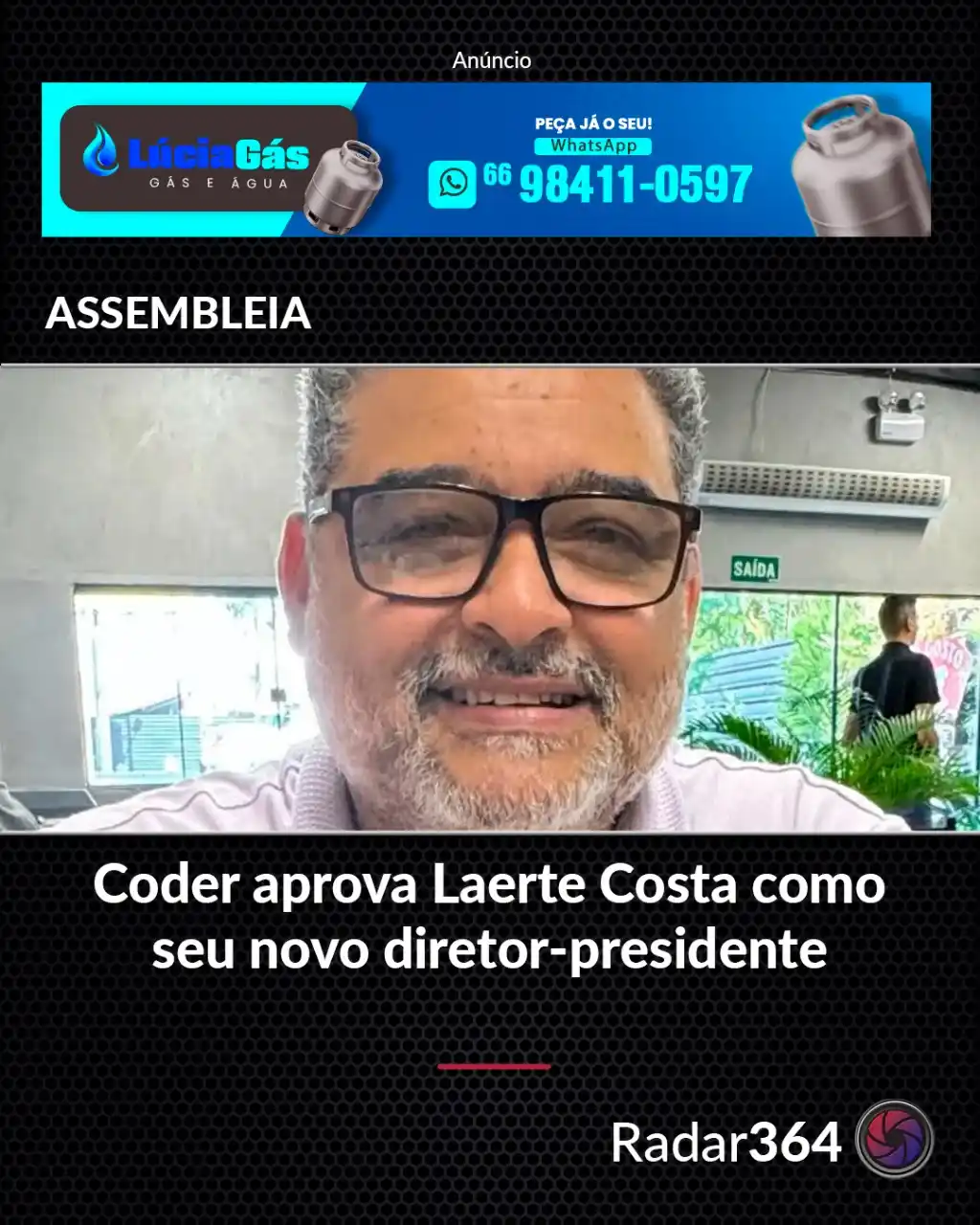 Image from Radar 364: ❗https://radar364.com.br/noticia/coder-aprova-laerte-costa-como-seu-no...