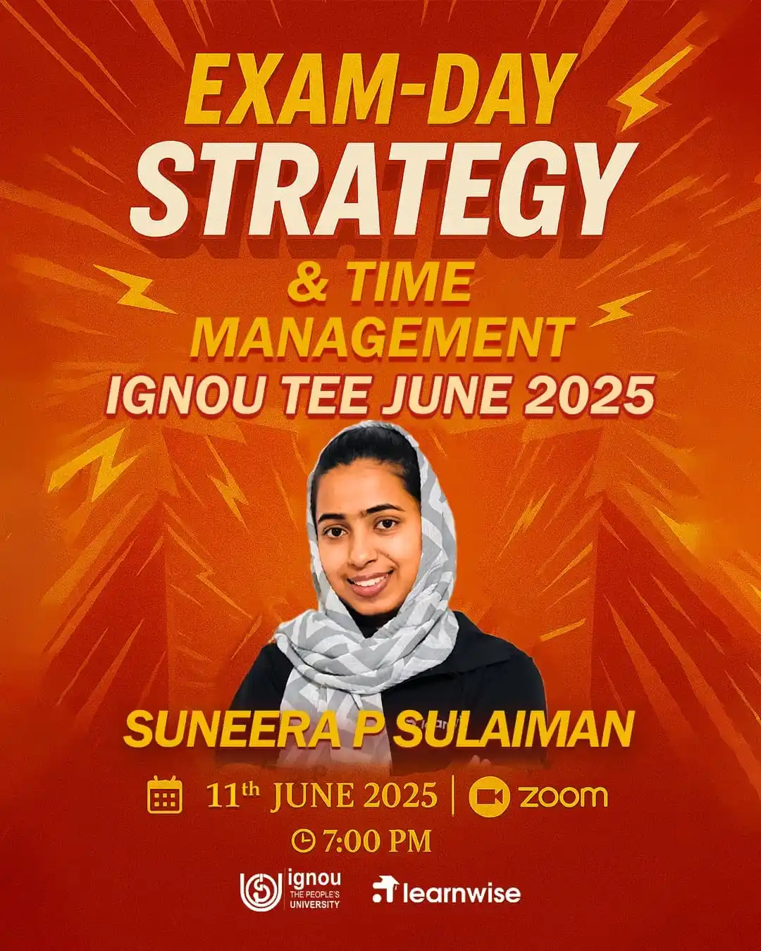 Image from Learnwise: *✨ IGNOU ExamReady 2025 | Session 2 ✨*  ⏰ Exam-Day Strategy & Time Man...