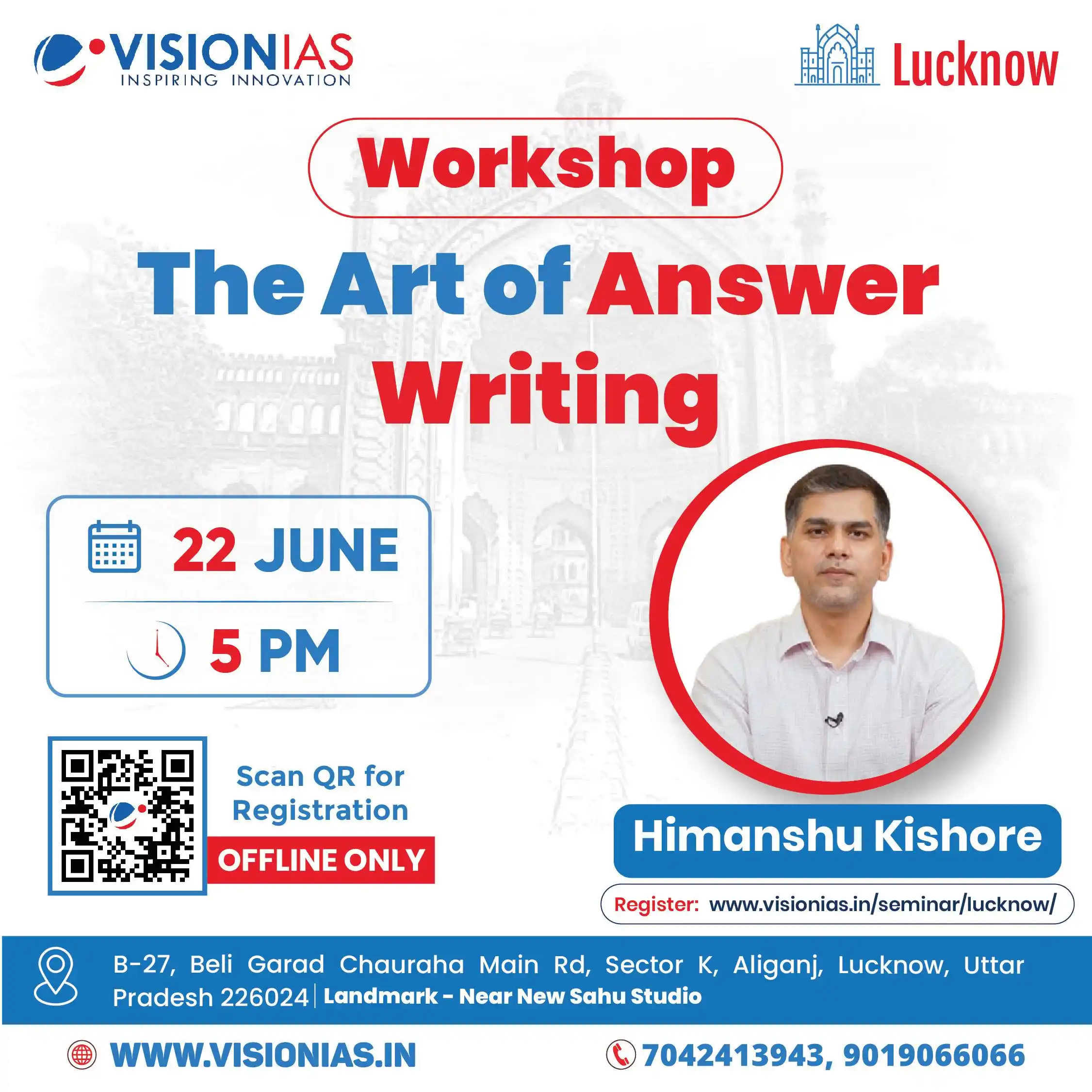 Image from Vision IAS: Lucknow Workshop | The Art of Answer Writing | 22nd June, 5 PM  Answer...