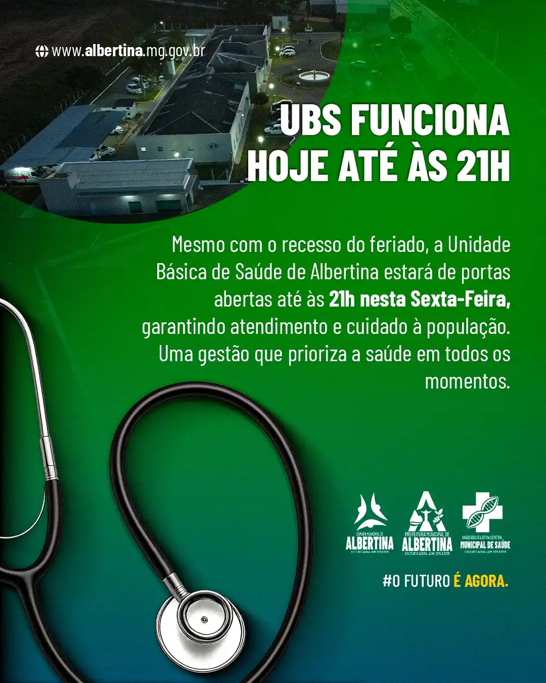 Image from Prefeitura De Albertina/MG: Mesmo com o recesso do feriado, a UBS de Albertina está aberta hoje at...