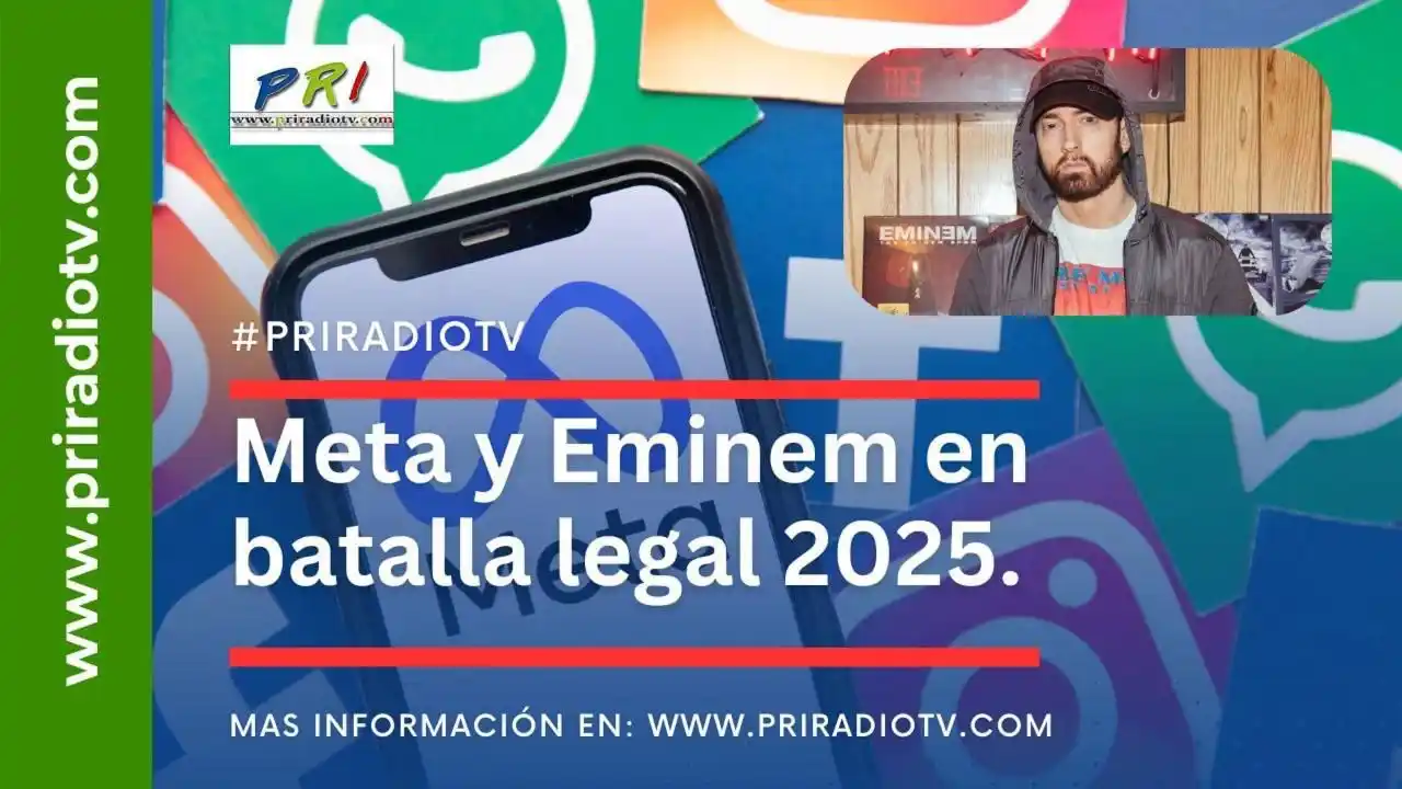Image from Priradiotv.com: Meta y Eminem en batalla legal 2025  El legendario rapero demandó a Me...