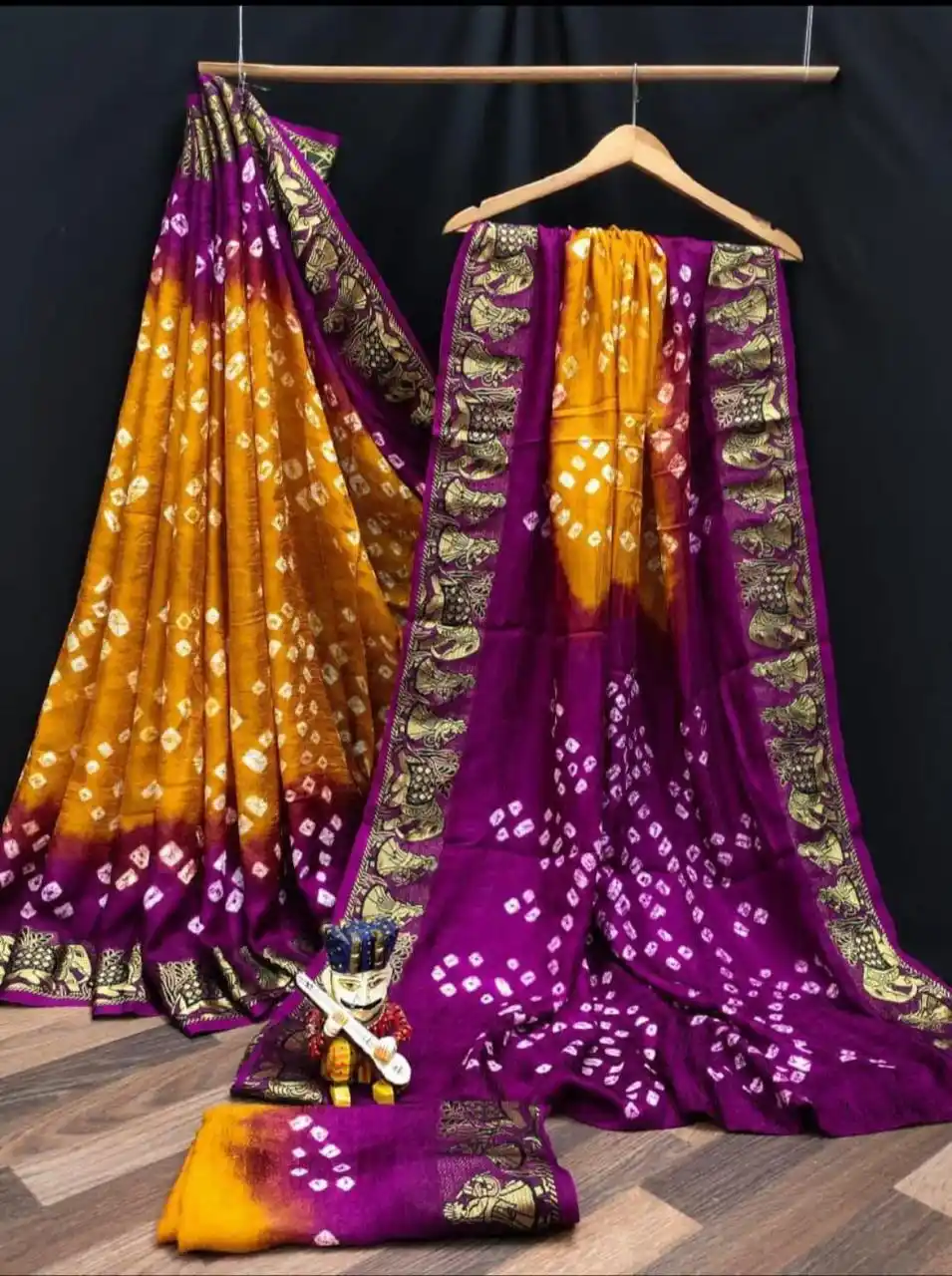 Image from Chitra_official: *New Bandhani Saree* 🔥Fabric:- Art Silk With Zari Waving 🔥Awesome ...