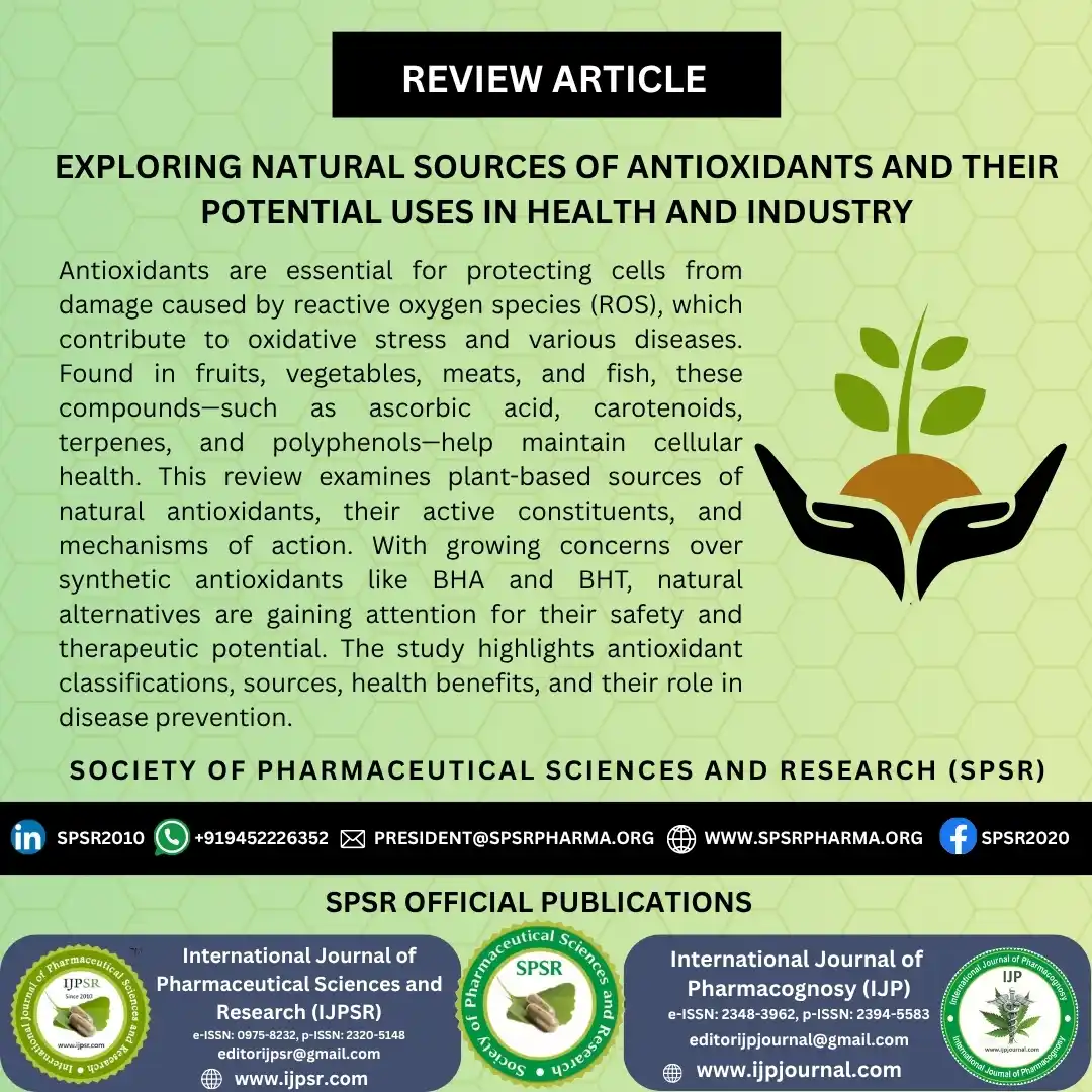 Image from INTERNATIONAL JOURNAL OF PHARMACEUTICAL SCIENCES AND RESEARCH: Plant Power Against Cellular Damage 🍀   🪴 Antioxidants protect cells...