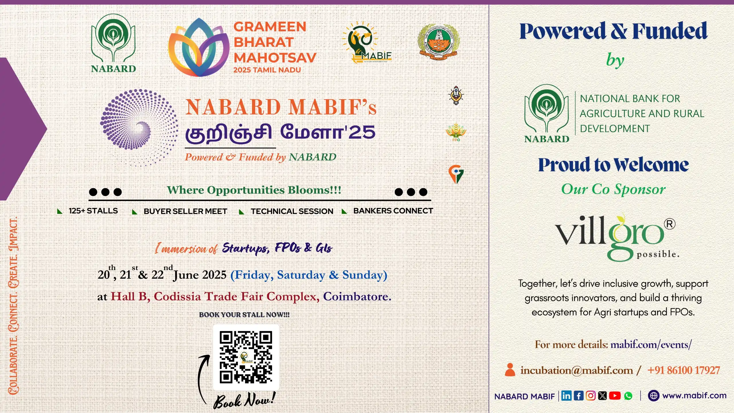 Image from Madurai Agri Business Incubation Forum (MABIF): We’re excited to welcome *"Villgro"* as our *Co-Sponsor for Grameen Bh...