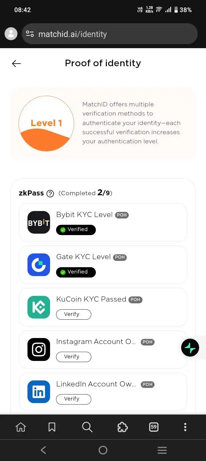 Image from CRYPTO & AIRDROPS: 5 HOURS TO GO BEFORE SNAPSHOT Make sure your identity is at Level 1 ...