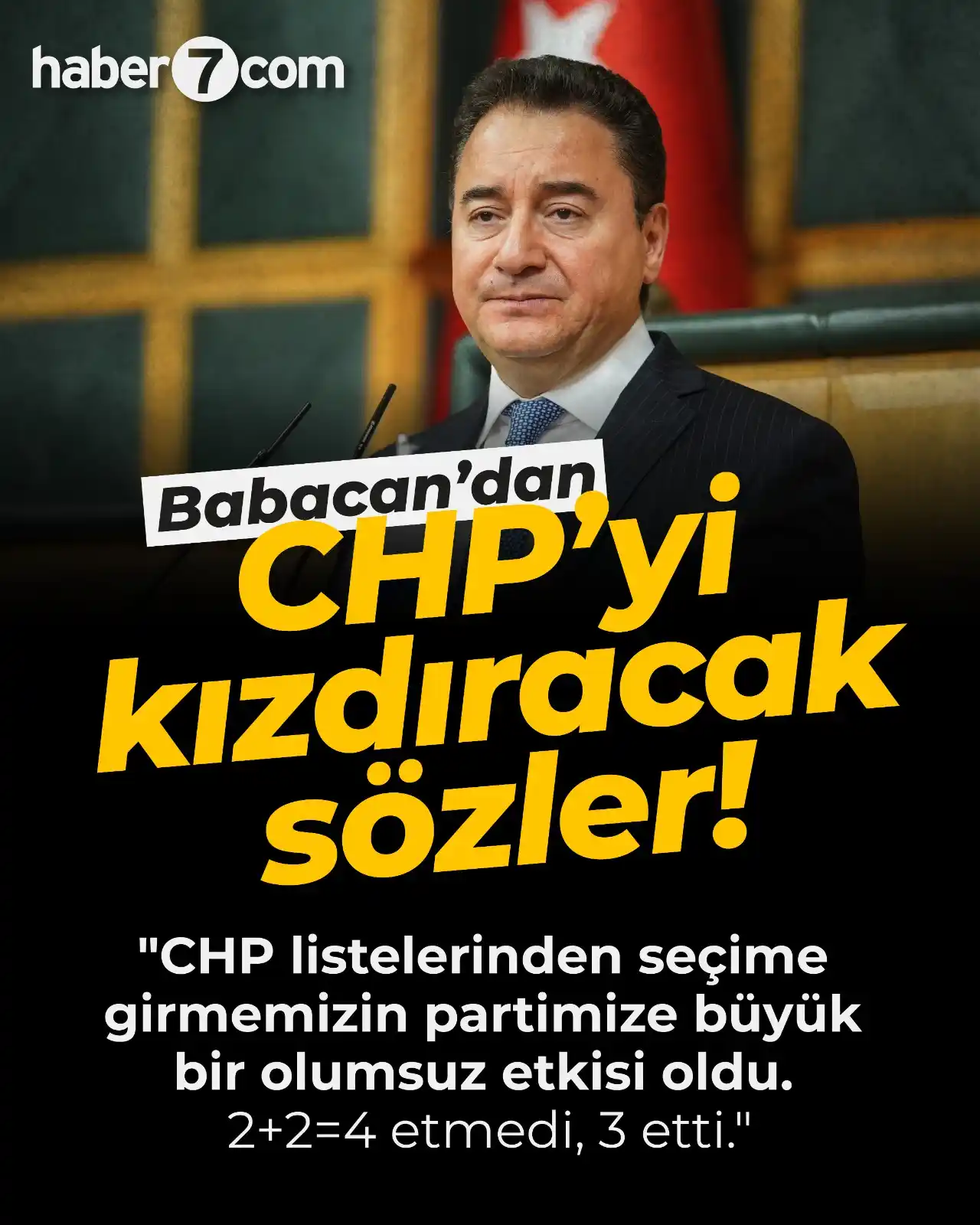 Image from Haber7: 💥 Ali Babacan'dan CHP'yi kızdıracak sözler! 🗣 CHP sayesinde millet...