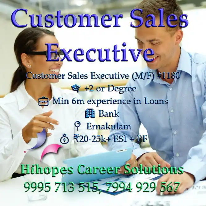 Image from Cochin Jobs ~ Hihopes Career Solutions: 🟢 Customer Sales Executive (M/F) <a class="text-blue-500 hover:underl...