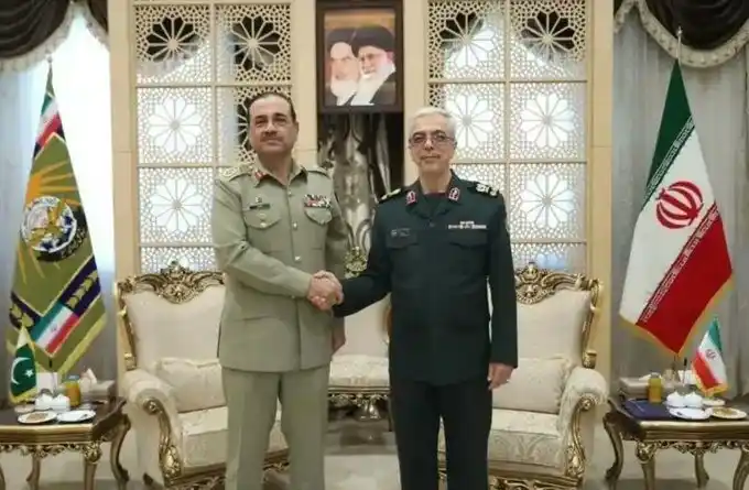 Image from KDR News : "د ایراني رسنیو د راپورونو له مخې، د پاکستان د پوځ مشر عاصم منیر د می ...