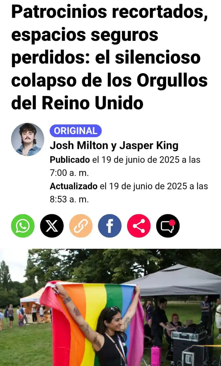 Image from 🏳️‍🌈 LGBTI+ ➕ 🏳️‍🌈🏳️‍⚧️🌈Incidencia (Política)➕Disidencia ( LGTBIPAQ+ )🌈: https://metro.co.uk/2025/06/19/i-cant-get-sponsorship-uk-lgbt-pride-ev...