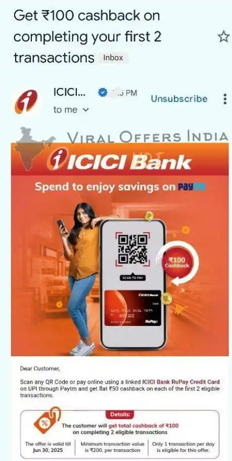 Image from Viral Offers India: 🛑ICICI Credit Card Offer 🛑 Paytm by linking your credit card and co...