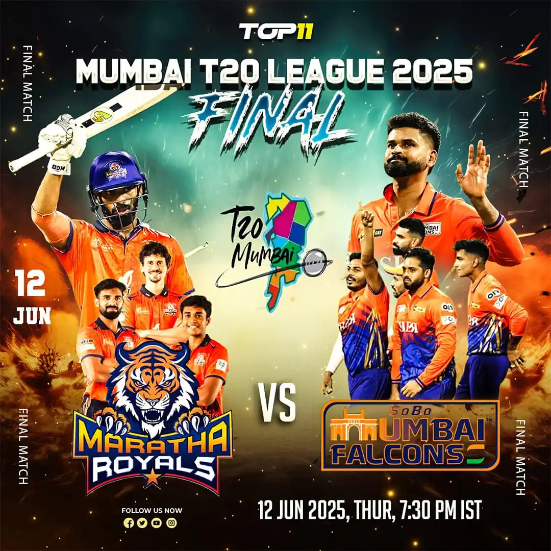 Image from Top11 India🇮🇳: It’s the Final Showdown 🏏 – Maratha Royals vs SoBo Mumbai Falcons in ...