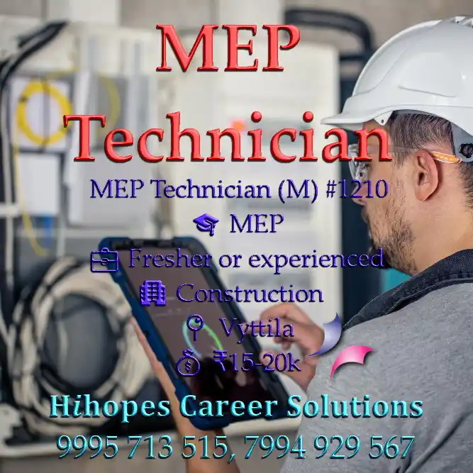 Image from Cochin Jobs ~ Hihopes Career Solutions: 🟢 MEP Technician (M) <a class="text-blue-500 hover:underline cursor-p...