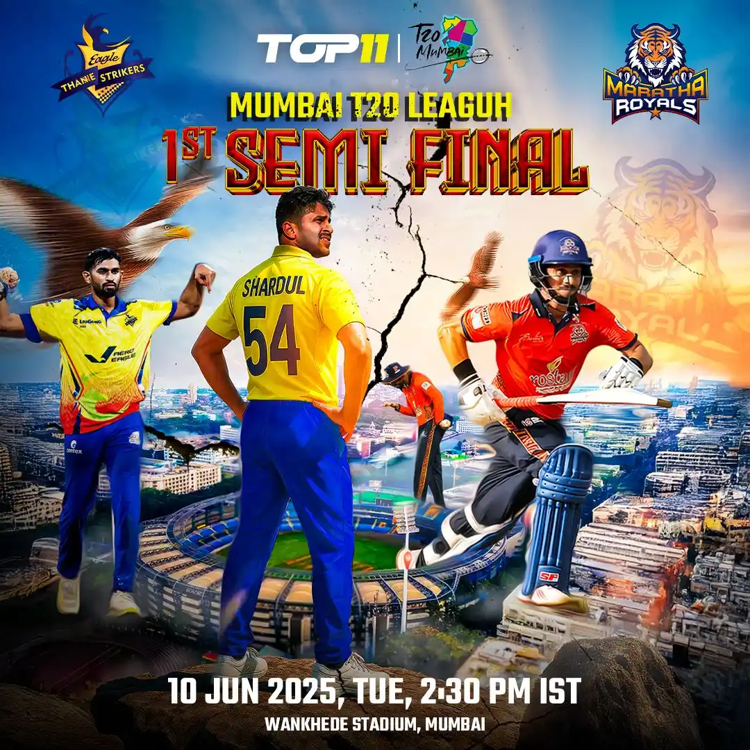 Image from Top11 India🇮🇳: 🏏 Mumbai T20 League 2025: 1st Semi-Final Showdown! 🏏 Eagle Thane St...
