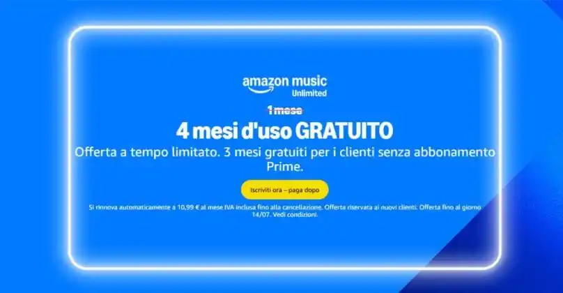 Image from scontOmaggio: Ottieni subito 4 mesi gratis di Amazon Music Unlimited e ascolta 100 m...
