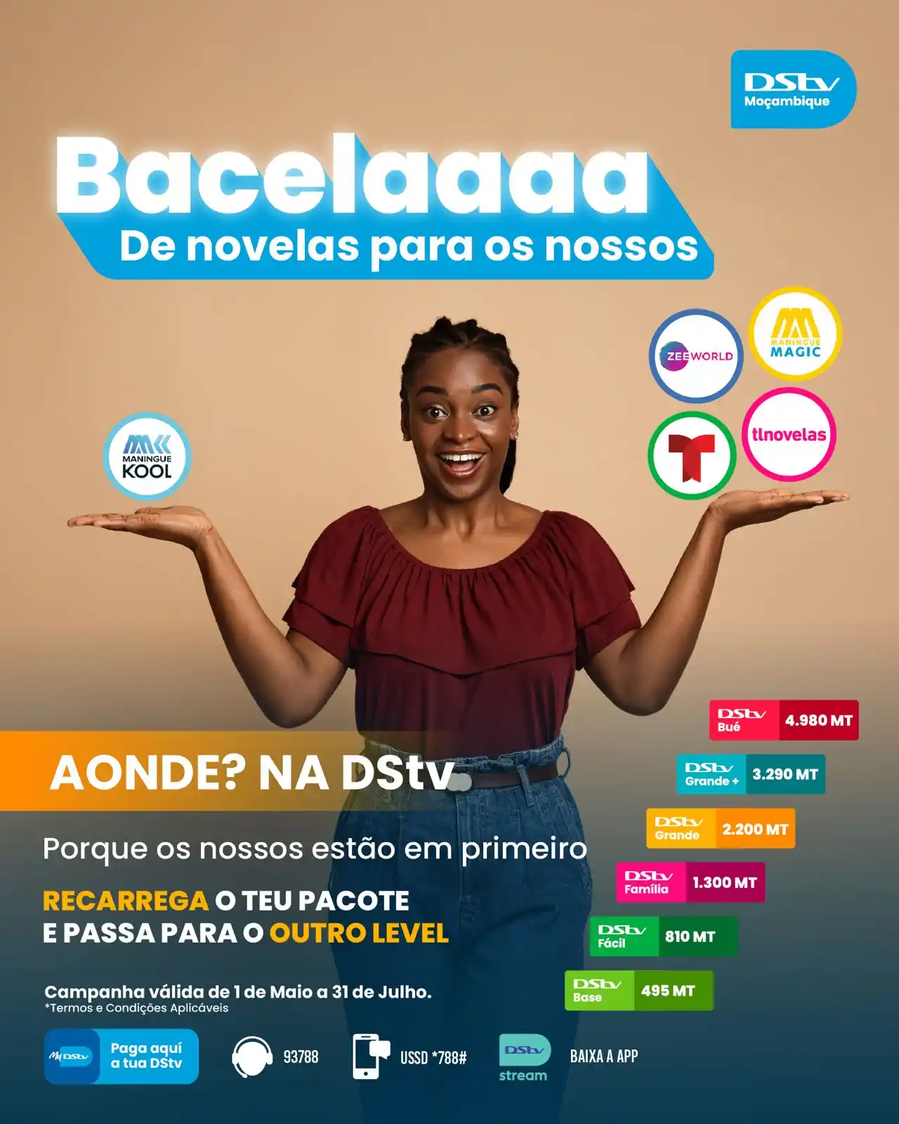 Image from DStv Moçambique: *Recarrega o teu pacote e leva MAHALA uma bacela do pacote acima.* Ma...
