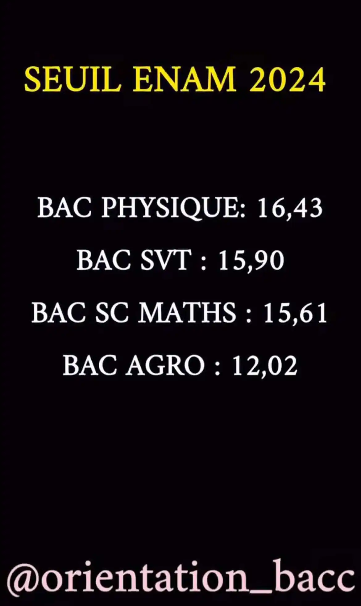 Image from 𝐁𝐚𝐜 2025 _𝐲𝐞𝐬_𝐰𝐞_𝐜𝐚𝐧⏳: *Seuil ENAM 2023 :* *Bac PC : 14,80* *Bac SM : 14,80* *BAC SVT : 14,8...
