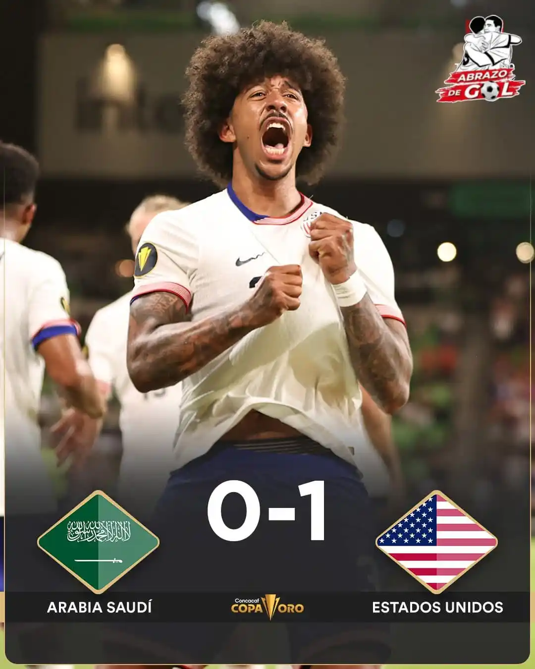 Image from 🏆⚽️ ABRAZO DE GOL 2025 ⚽️🏆: 🇺🇸 ¡¡ESTADOS UNIDOS LO GANÓ CON UNA PELOTA PARADA Y ESTÁ EN CUARTOS ...
