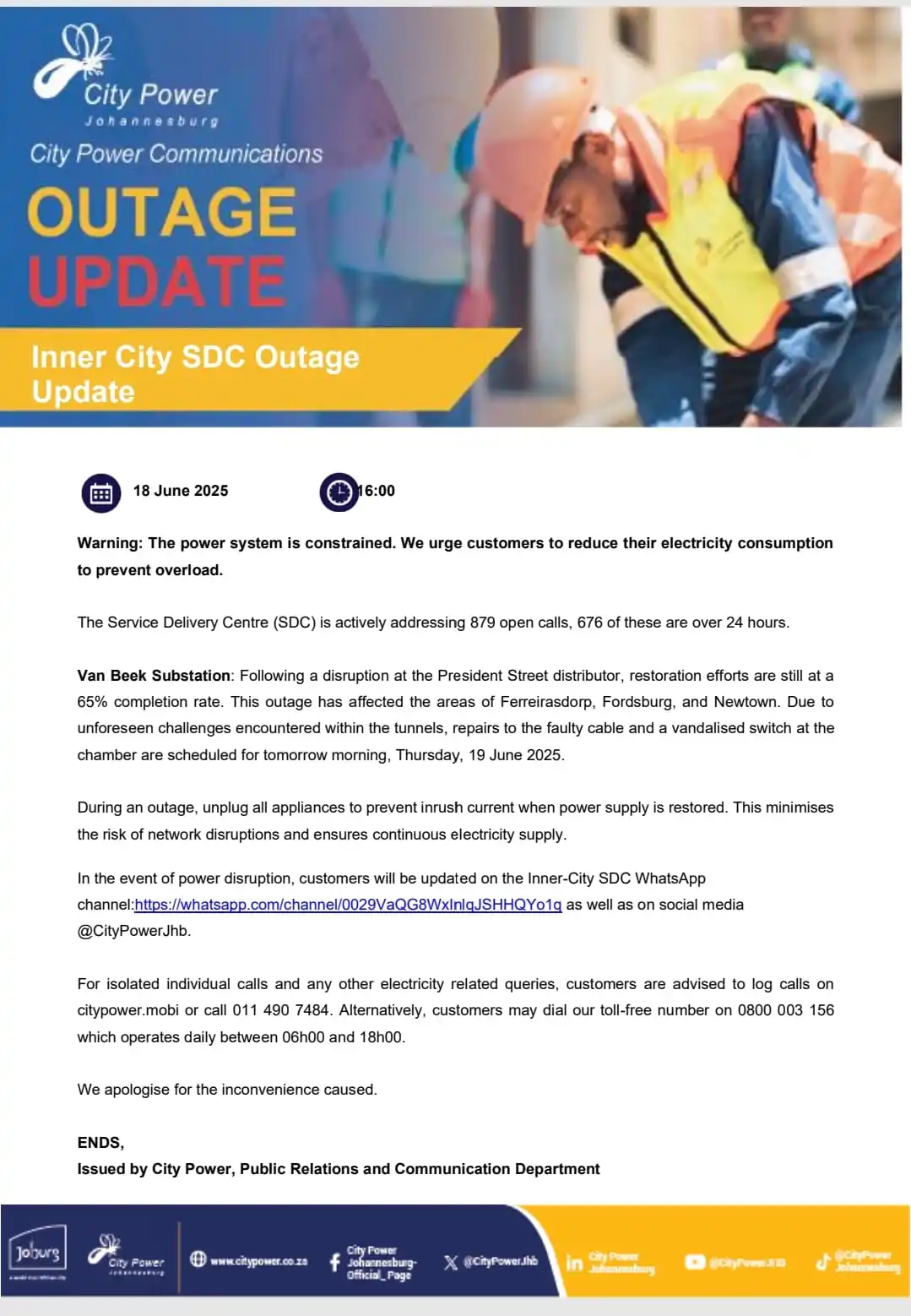 Image from Inner-City SDC Outage Updates: <a class="text-blue-500 hover:underline cursor-pointer" href="/hashtag...