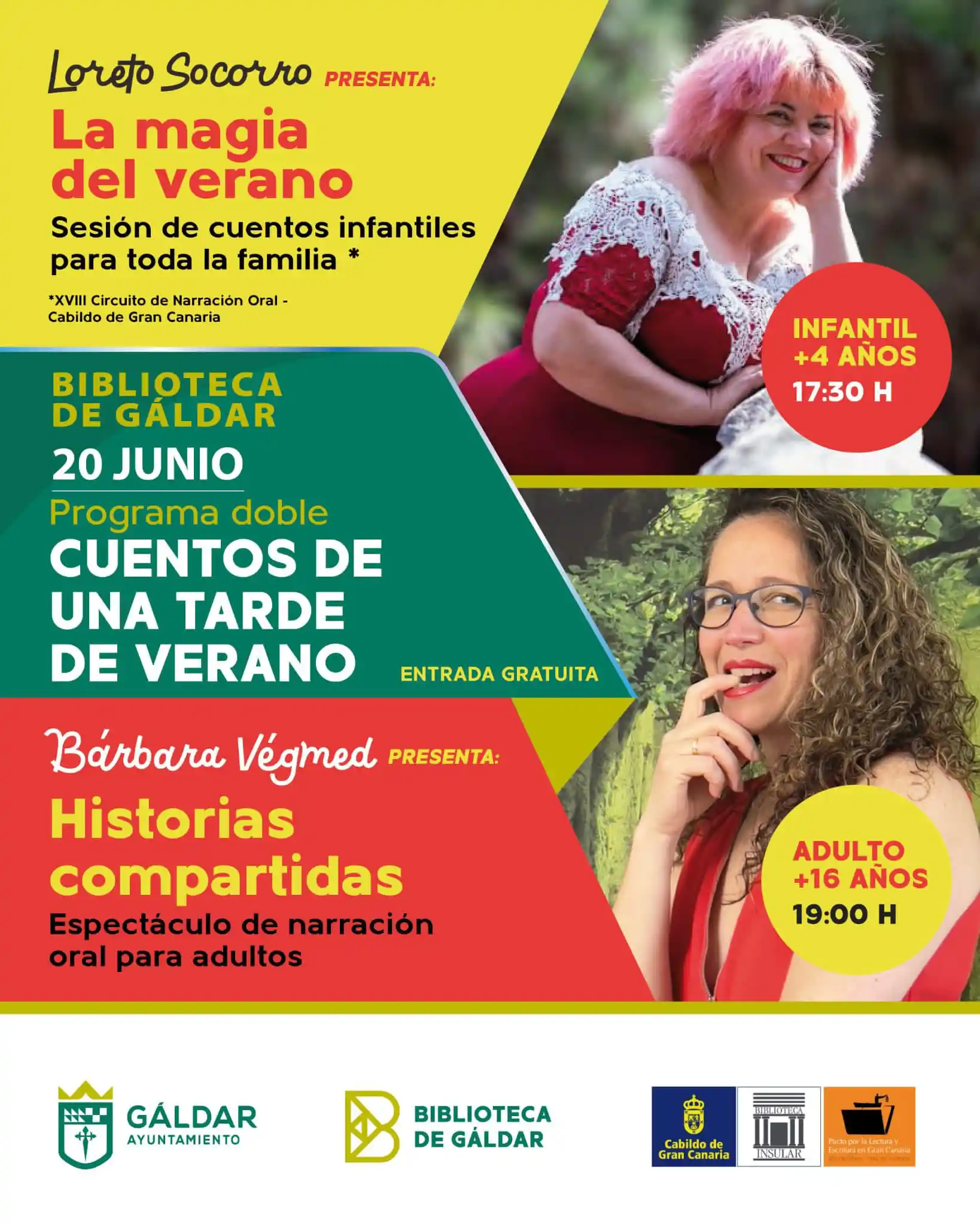 Image from Ayuntamiento de Gáldar: 📚✨ 𝗗𝗼𝗯𝗹𝗲 𝘀𝗲𝘀𝗶𝗼́𝗻 𝗱𝗲 𝗰𝘂𝗲𝗻𝘁𝗼𝘀 𝗲𝗻 𝗹𝗮 𝗕𝗶𝗯𝗹𝗶�...