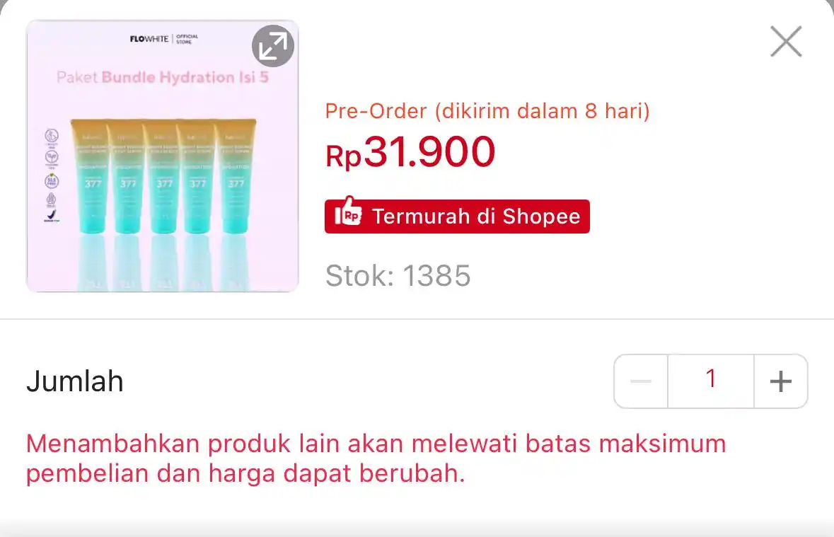 Image from PROMO SHOPEE DAN SHOPEEFOOD 🧡: Isi 5 FLOWHITE BEAUTY - HYDRATION BODY SERUM 100ML https://s.shopee....