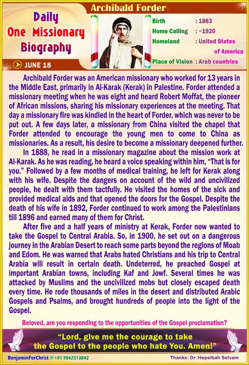 Daily One Missionary Biography post