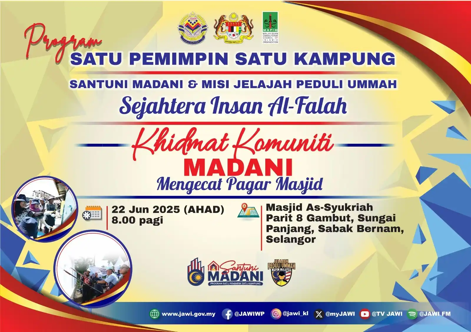 Image from Jabatan Agama Islam Wilayah Persekutuan (JAWI) : 🎨🤝 KHIDMAT KOMUNITI MADANI: MENGECAT PAGAR MASJID 📅 22 Jun 2025 (A...