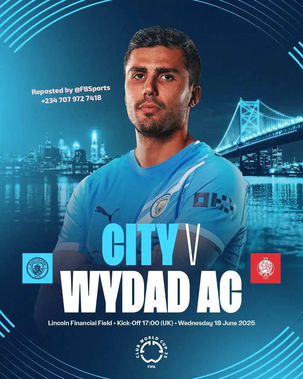 Image from FB Sports: Manchester City kick off their Club World Cup campaign in Philly! 👊 ...