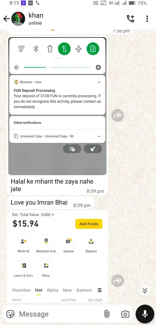 Image from 👑👑Boom Boom Free Earning With Faraz 🪽🪽: *Mery dost ky ek member ko receive 16$ fun token free 4700 rupees*...