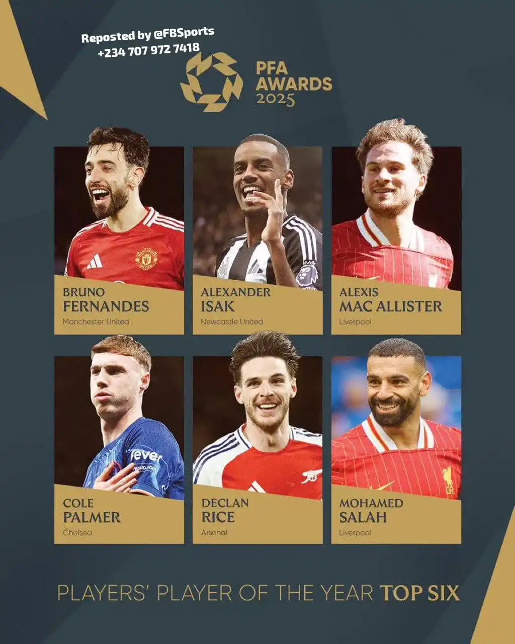 Image from FB Sports: 🚨 𝐎𝐅𝐅𝐈𝐂𝐈𝐀𝐋: Player of the Year Award in Premier League, who’d...