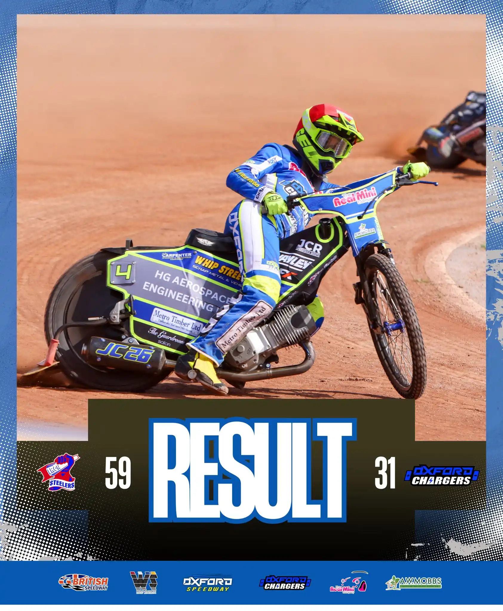 Image from Oxford Speedway: 𝗥𝗘𝗦𝗨𝗟𝗧 | 🏁 A tough night against the Steelers for your Real Mi...