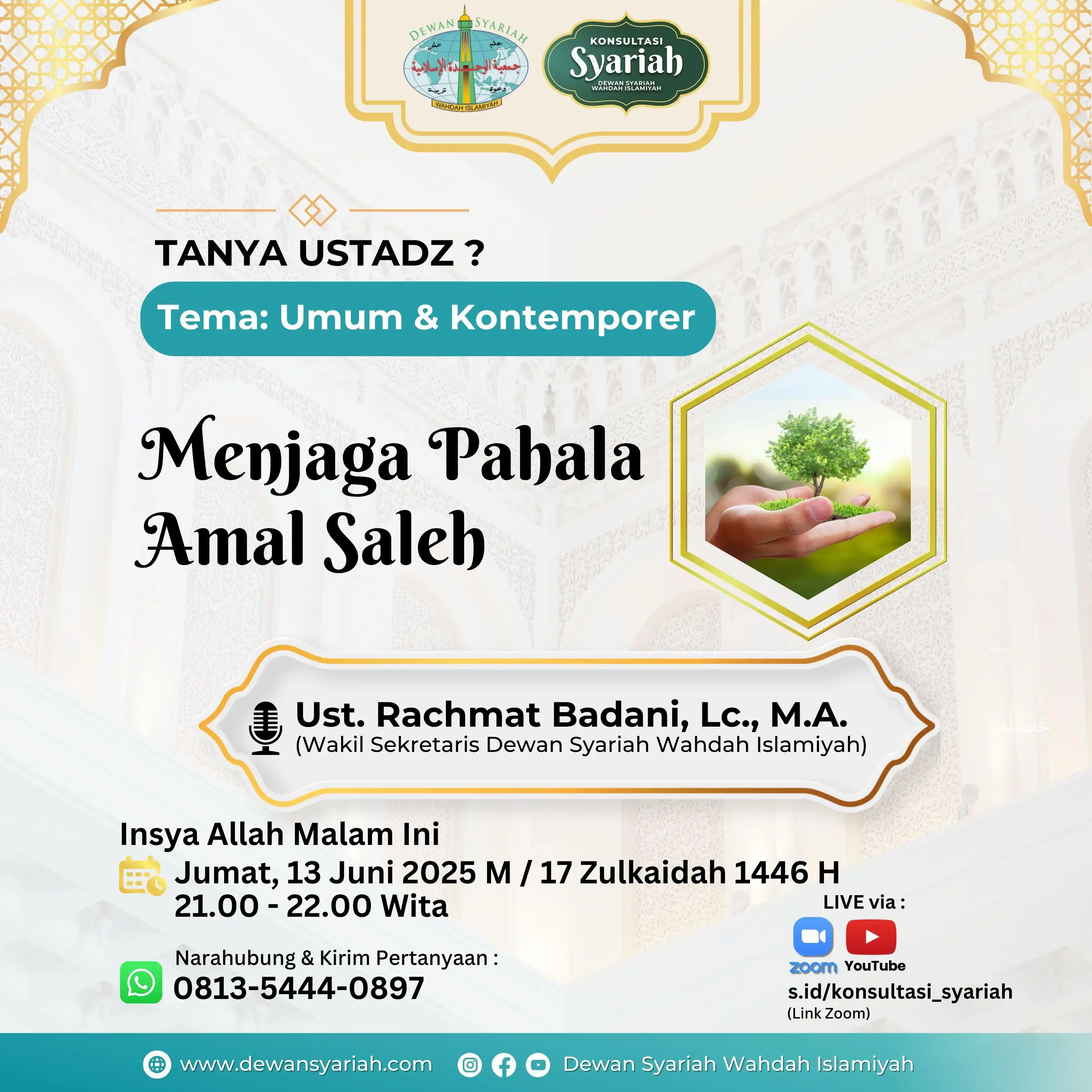 Image from Fawaid Dewan Syariah WI: 𝗧𝗔𝗡𝗬𝗔 𝗨𝗦𝗧𝗔𝗗𝗭❔ 🔴 𝗦𝗘𝗗𝗔𝗡𝗚 𝗕𝗘𝗥𝗟𝗔𝗡𝗚𝗦𝗨𝗡𝗚 𝗞𝗢𝗡...