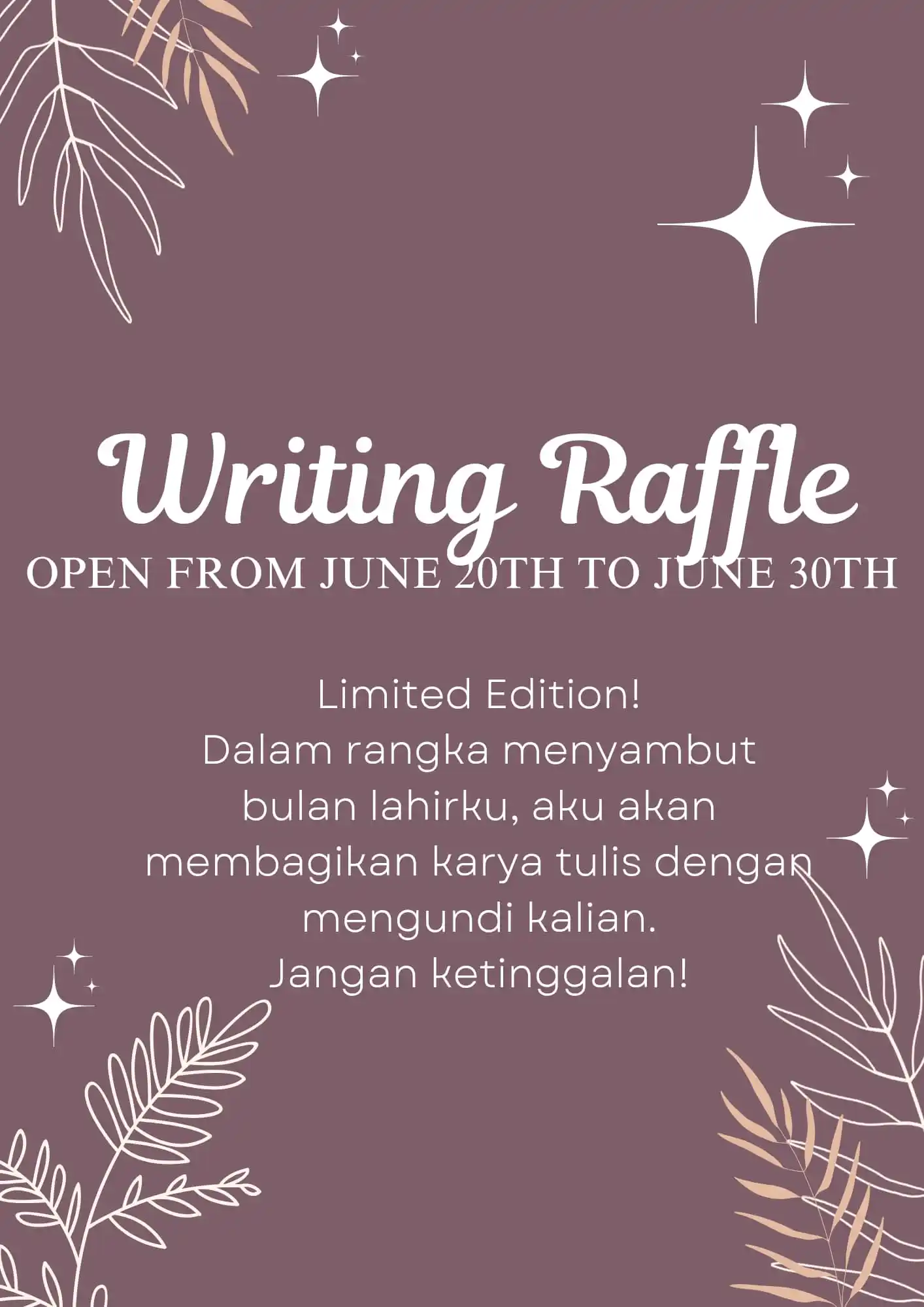 Image from LAPAK COMMS ID 🦭: `WRITING RAFFLE BERSAMA SYLAS` Periode: 20–30 Juni *Tertarik ikut? Y...