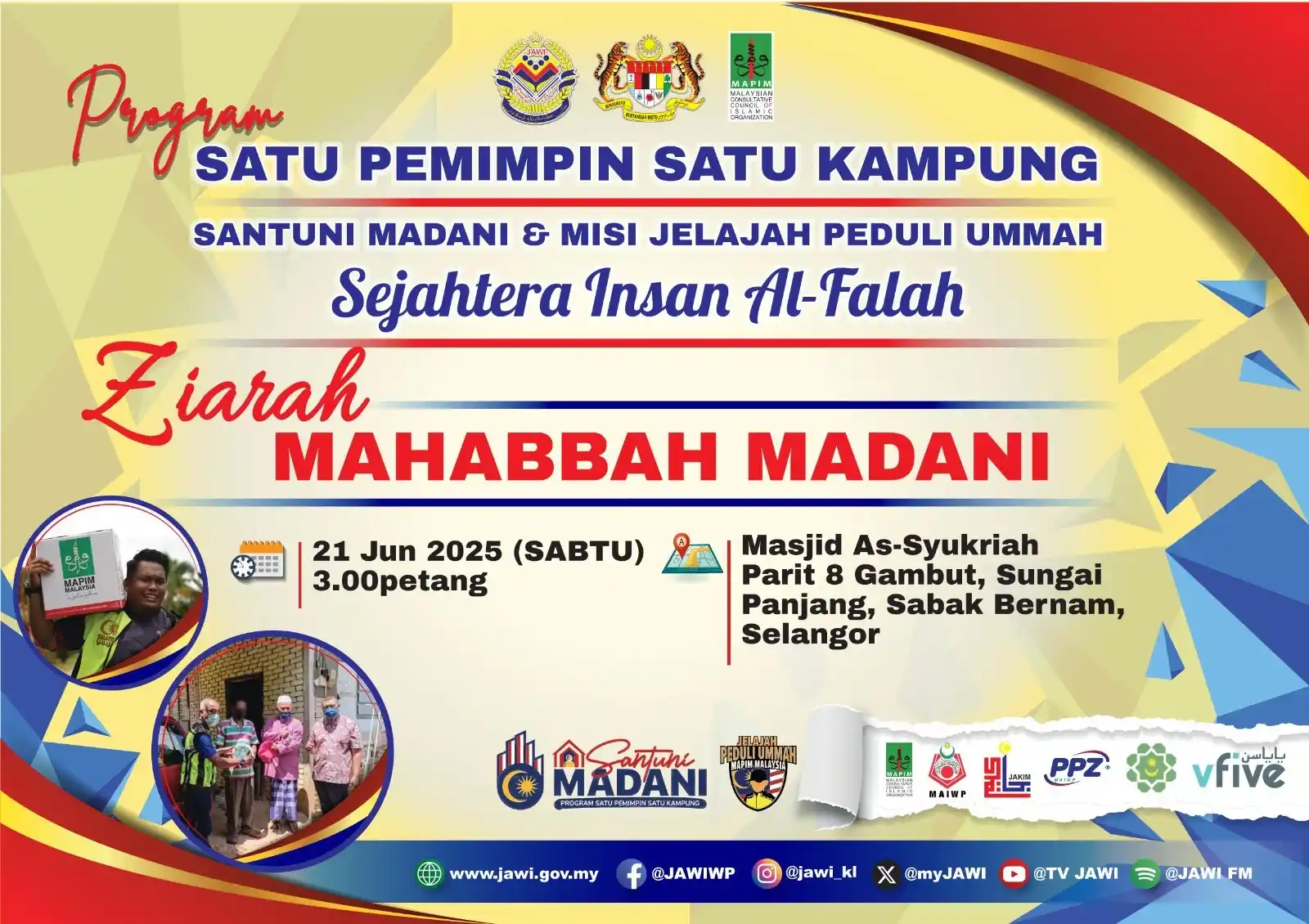 Image from Jabatan Agama Islam Wilayah Persekutuan (JAWI) : 💖 ZIARAH MAHABBAH MADANI 💖 _Sentuhan kasih, santuni ummah_  📅 21 Ju...