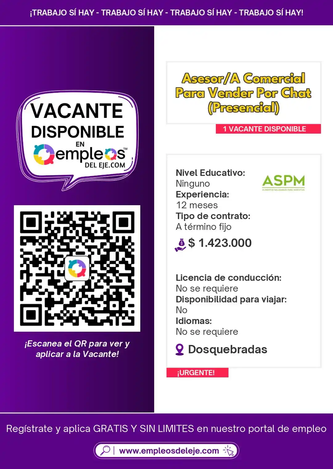 Image from Empleos Del Eje: 🟣 ¡Alimentos Saludables Para Mascotas busca ASESOR/A COMERCIAL PARA V...