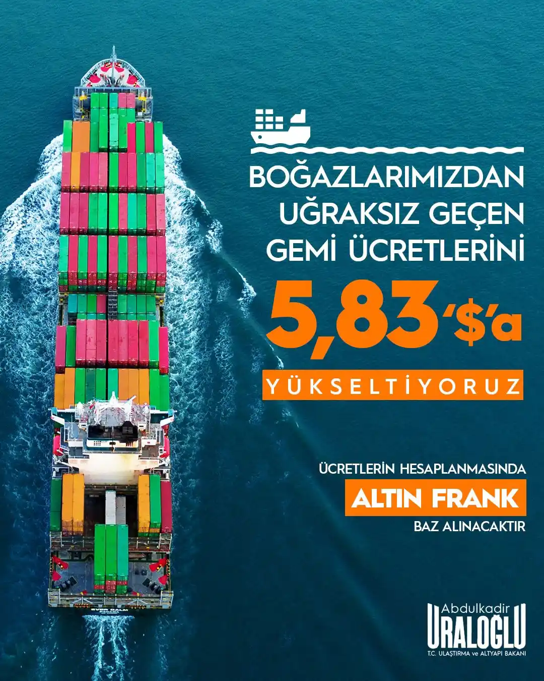 Image from Abdulkadir Uraloğlu: Boğazlarımızdan uğraksız geçen gemilerden alınan ücretlerin hesaplanma...