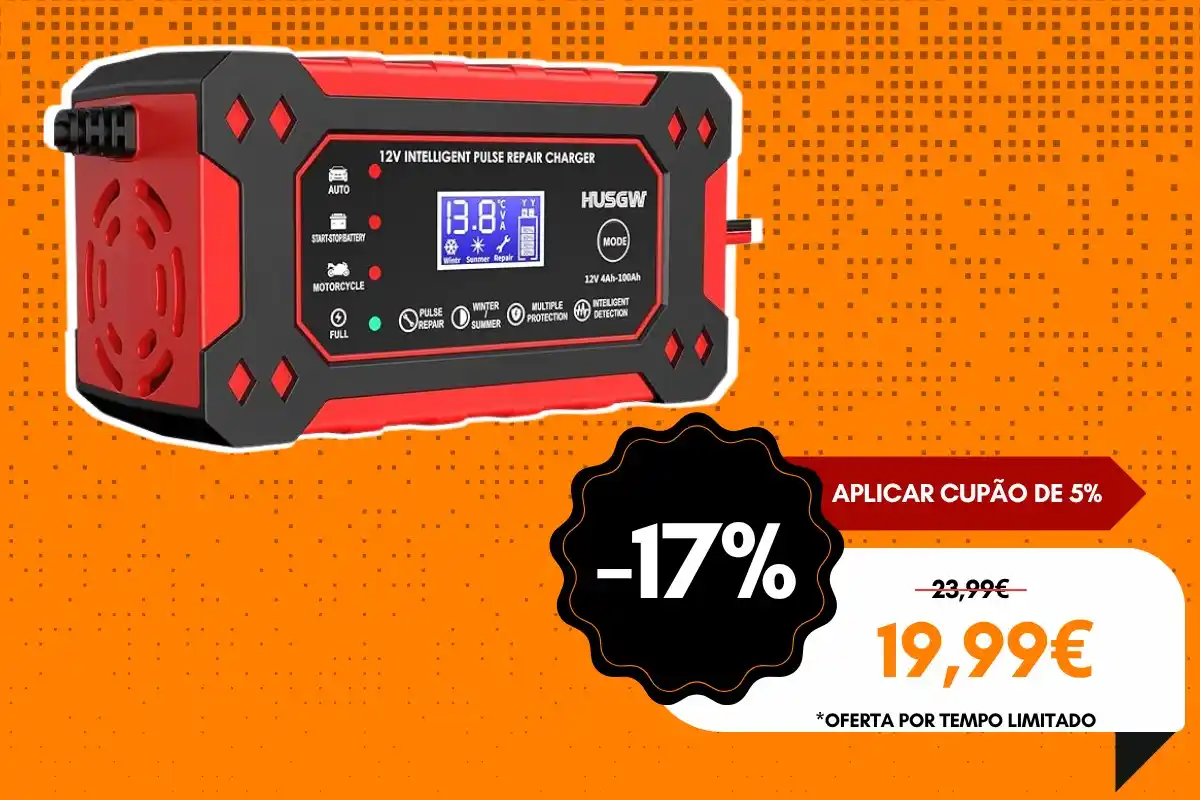 Image from 4gnews Promoções: 🔋 Husgw 12V6A – Carregador de Bateria Inteligente com Reparação Autom...