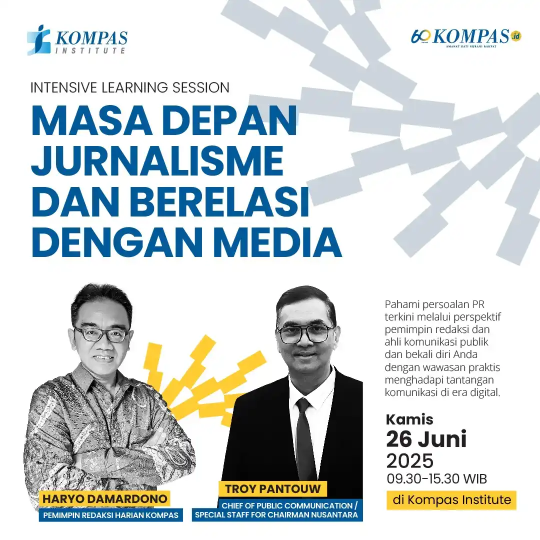 Image from Harian Kompas (Kompas.id): *Masa Depan Jurnalisme dan Berelasi dengan Media*  "Praktisi Public Re...
