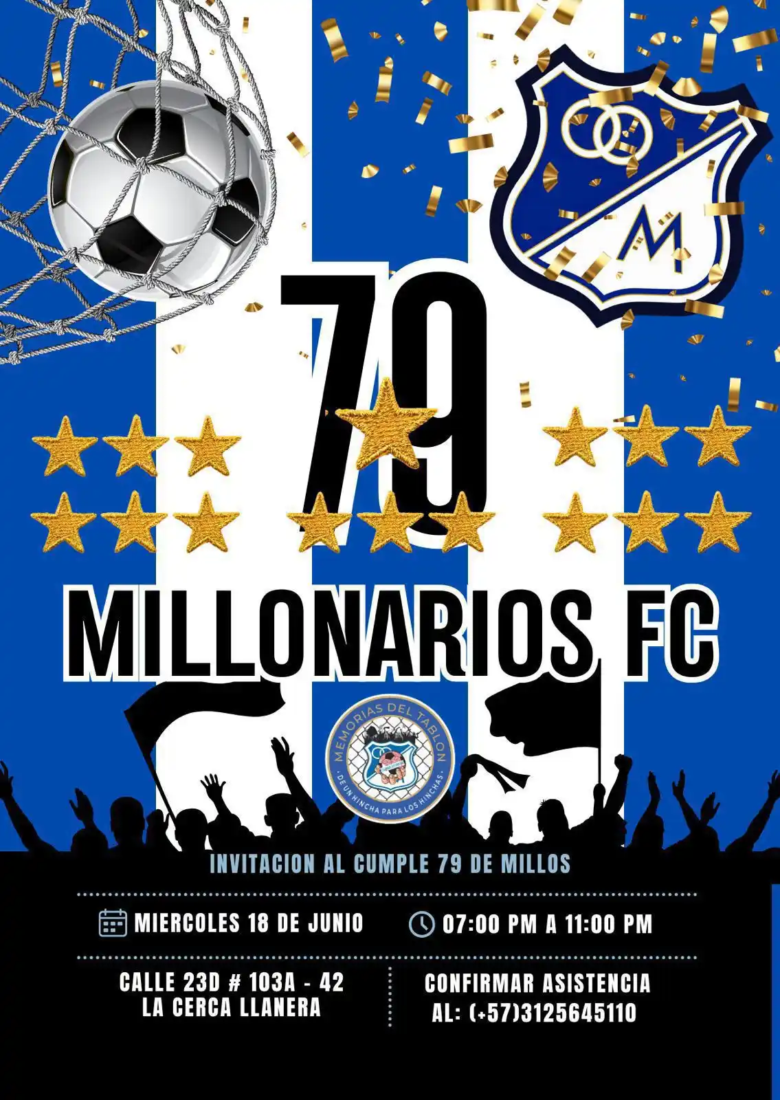 Image from Las Noticias De Millonarios / Memorias Del Tablón: *MEMORIAS DEL TABLÓN* INVITA A LA : *FIESTA DE CUMPLEAÑOS <a class="te...