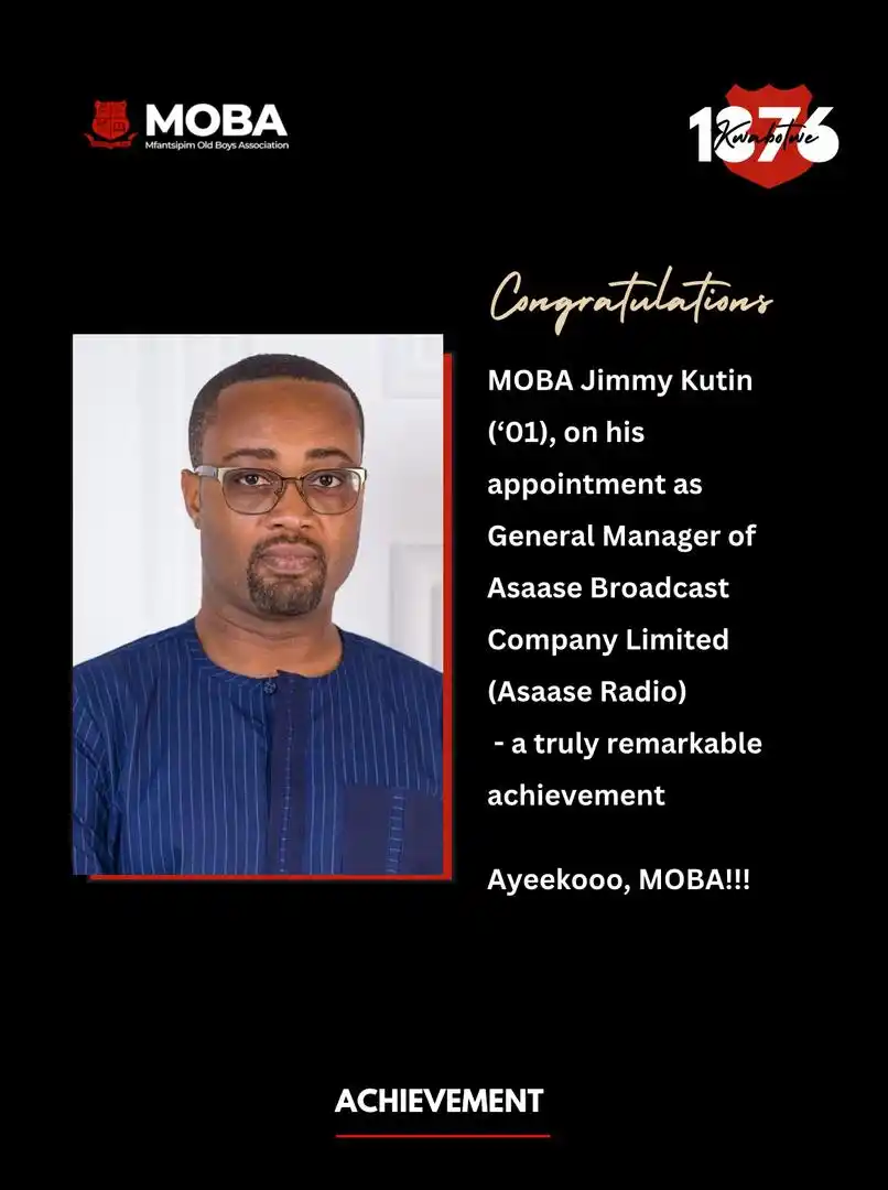 Image from Mfantsipim Old Boys Association: MOBA ACHIEVEMENT 🔴⚫️ We are thrilled to share with the MOBA Fraterni...