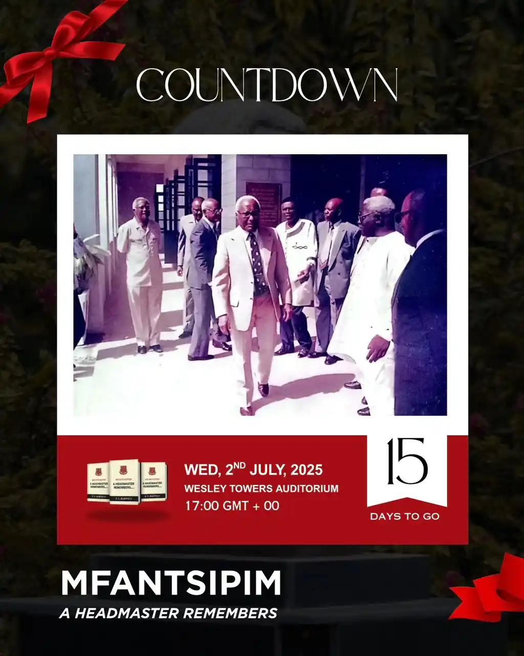 Image from Mfantsipim Old Boys Association: MOBA BOOK LAUNCH COUNTDOWN 🔴⚫️ The legacy lives on… Get ready to ho...