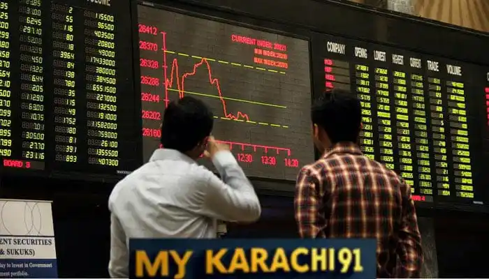 Image from 𝕄𝕪 𝕂𝕒𝕣𝕒𝕔𝕙𝕚 𝟡𝟙 ℕ𝕖𝕨𝕤 🖋: *پاکستان اسٹاک ایکسچینج (پی ایس ایکس) میں آج صبح کاروبار کا آغاز منف...
