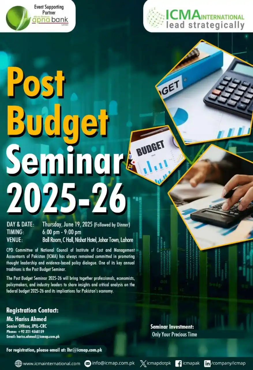 Image from ICMA NETWORK: ⚠️ *_POST BUDGET SEMINAR 2025-2026_* at _Ballroom C Hall, Nishat Hotel...