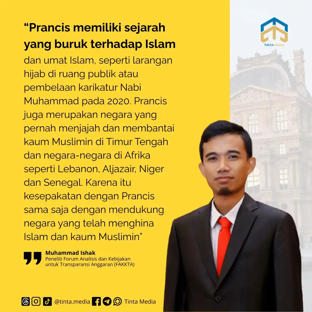 Image from Tinta Media: Prancis memiliki sejarah yang buruk terhadap Islam dan umat Islam, sep...