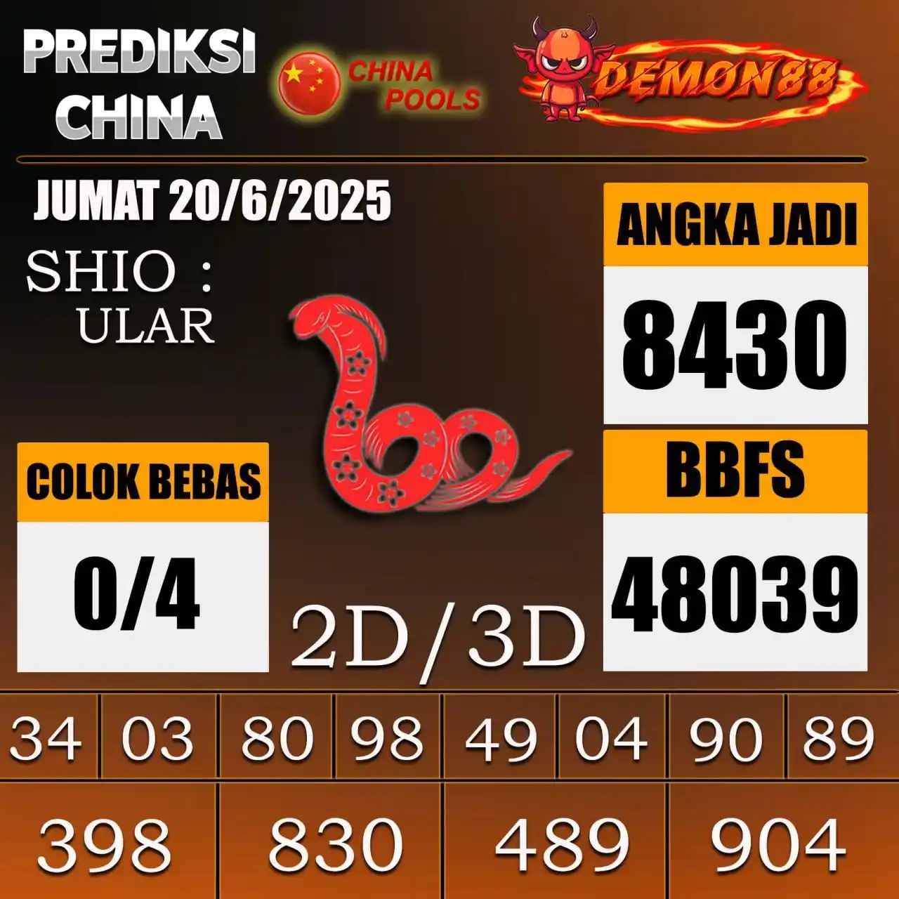 Image from PREDIKSI TOGEL ONLINE 4D DEMON88 Situs TOTO Togel 4D Online Terbaik Bandar Togel Online Terpercaya: PREDIKSI TOGEL CHINA 🇨🇳🇨🇳🇨🇳🇨🇳🇨🇳🇨🇳 20 June 2025 BBFS : 480...