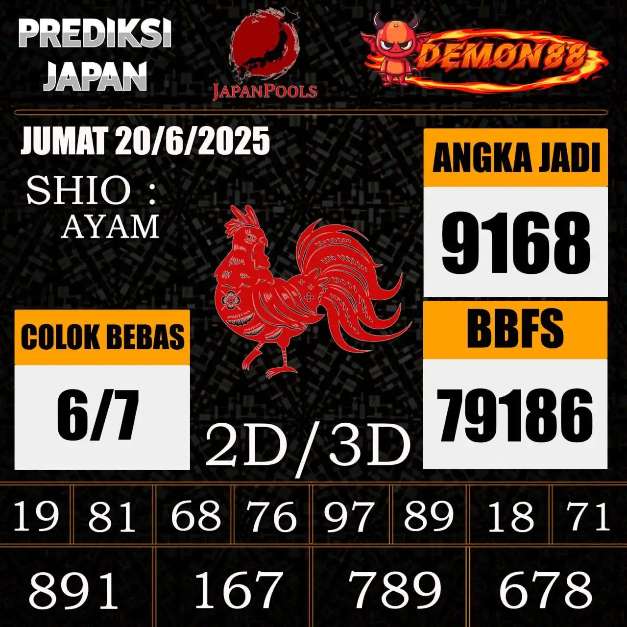 Image from PREDIKSI TOGEL ONLINE 4D DEMON88 Situs TOTO Togel 4D Online Terbaik Bandar Togel Online Terpercaya: PREDIKSI TOGEL JAPAN 🇯🇵🇯🇵🇯🇵🇯🇵🇯🇵🇯🇵 20 June 2025 BBFS : 7918...