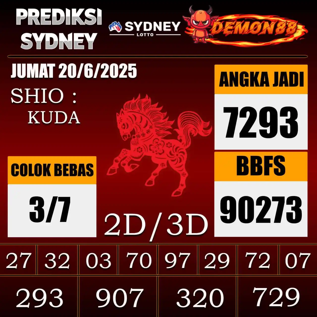 Image from PREDIKSI TOGEL ONLINE 4D DEMON88 Situs TOTO Togel 4D Online Terbaik Bandar Togel Online Terpercaya: PREDIKSI TOGEL SYDNEY 🇦🇺🇦🇺🇦🇺🇦🇺🇦🇺🇦🇺 20 June 2025 BBFS : 90...