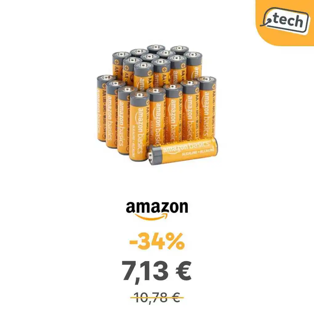 Image from offerte.club: *Amazon Basics - Batterie AA Alcalino 1.5V, Performance, 20 confezione...